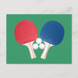 Twee Ping Pong Paddles met Ping Pong Balls Briefkaart