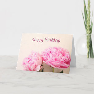 Twee pioenen roze verjaardag kaart