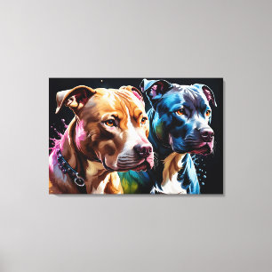 Twee Pit Bulls portret Canvas Afdruk