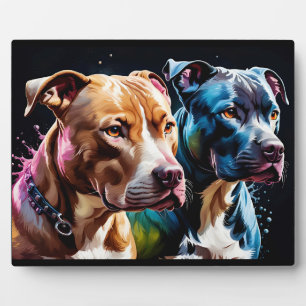 Twee Pit Bulls portret Fotoplaat