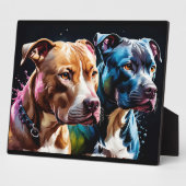 Twee Pit Bulls portret Fotoplaat (Zijkant)