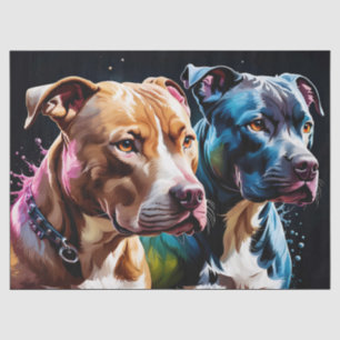 Twee Pit Bulls portret Tissuepapier