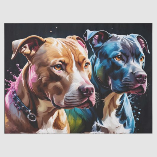 Twee Pit Bulls portret Tissuepapier (Voorkant)