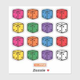 Twee pitten - Meerkleurige dobbelstenen Sticker