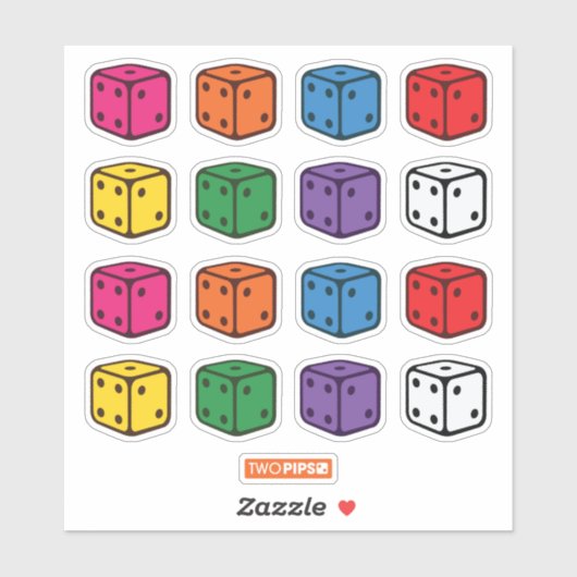 Twee pitten - Meerkleurige dobbelstenen Sticker (Vel)