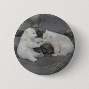 Twee Polaire Beren Cubs Ronde Button 5,7 Cm
