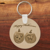 Twee Pompoen Happy Halloween Sleutelhanger (Voorkant)