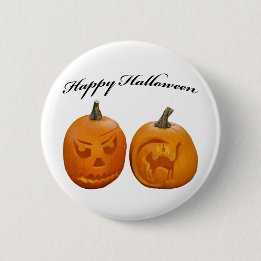 Twee Pompoenen Gelukkig Halloween Ronde Button 5,7 Cm