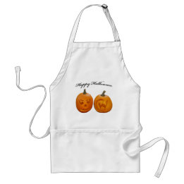 Twee Pompoenen Gelukkig Halloween Standaard Schort