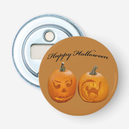 Twee pompoenen Happy Halloween Button Flesopener