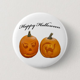 Twee pompoenen Happy Halloween Ronde Button 5,7 Cm
