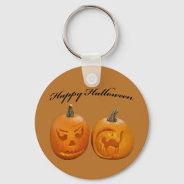 Twee pompoenen Happy Halloween Sleutelhanger