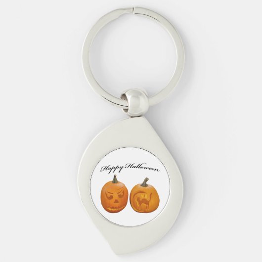 Twee pompoenen Happy Halloween Sleutelhanger (Voorkant)