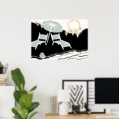 Twee poolhoofdwinkelketens op zonsondergang poster (Thuiskantoor)