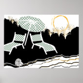 Twee poolhoofdwinkelketens op zonsondergang poster (Voorkant)