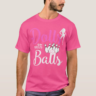 Twee poppen met ballen Bowling Girls Trip Team Bow T-shirt