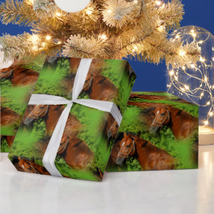 Twee prachtige kastanjepaarden in de zon cadeaupapier