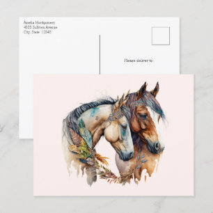 Twee prachtige paarden Western Boho Briefkaart