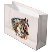 Twee prachtige paarden Western Boho Groot Cadeauzakje (Voorkant Gekanteld)