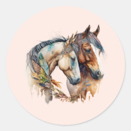 Twee prachtige paarden Western Boho Ronde Sticker