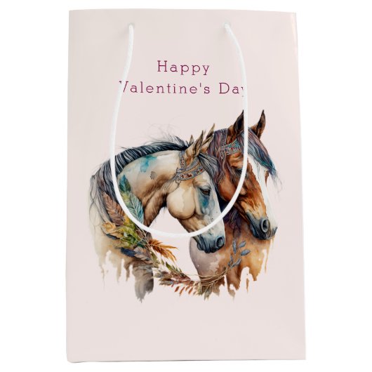 Twee prachtige paarden Western Boho Valentijnsdag Medium Cadeauzakje (Voorkant)