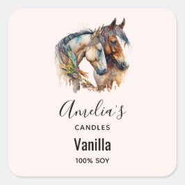 Twee prachtige paarden Western - Candle Business Vierkante Sticker