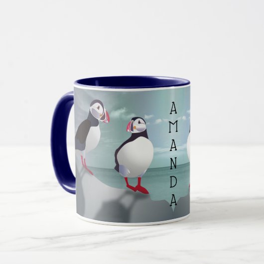Twee Puffins Design Mok (Voorkant links)