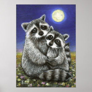 Twee raccoons die verliefd zijn op de prins poster