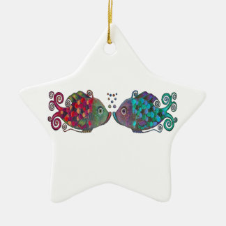 Twee radionavontuurlijk vispaar zeer uniek keramisch ornament