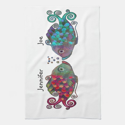 Twee radionavontuurlijk vispaar zeer uniek theedoek (Verticaal)