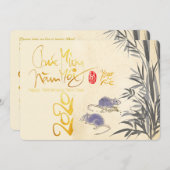 Twee Ratten Bamboe Vietnamees Nieuwjaar 2020 PHFC Save The Date (Voorkant / Achterkant)