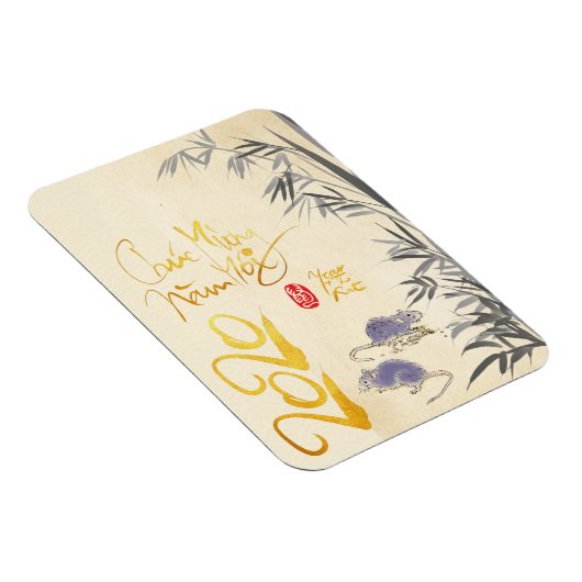 Twee Ratten Bamboe Vietnamees Nieuwjaar 2020 VFM Magneet (Rechterzijde)