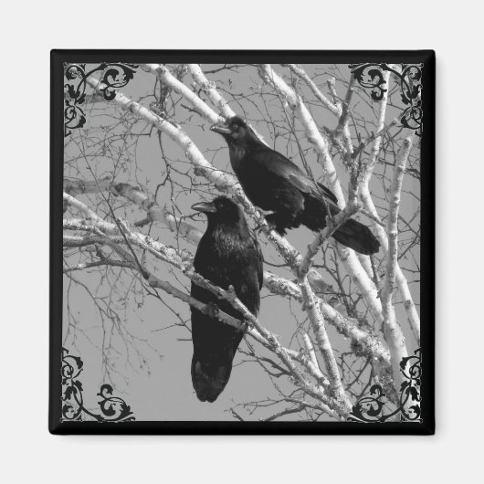 Twee Ravens Gotische magneet (Voorkant)