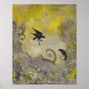 Twee Ravens op het Abstracte Poster van de Smokey