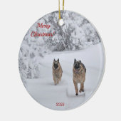 Twee reddingspersoneel Duitse herdershonden die op Keramisch Ornament (Links)