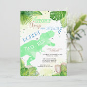 Twee - Rex Dinosaur Birthday Invitation boy Kaart (Staand voorkant)