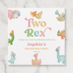 Twee Rex Dinosaurus 2e Tweede Verjaardagsfeest Bedankjes Labels
