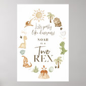 Twee Rex Dinosaurus 2e Verjaardag Feest teken Poster (Voorkant)