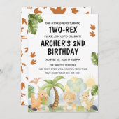 Twee-Rex Dinosaurus Verjaardag Kaart (Voorkant / Achterkant)