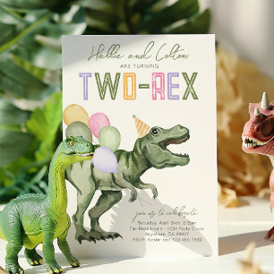 Twee-Rex Dinosaurus Verjaardag Uitnodiging