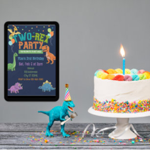 Twee-Rex Feest Dinosaurus 2e Verjaardag Kaart