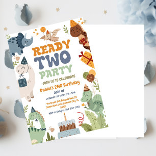 Twee Rex Klaar Voor Het Feest, Jongen Tweede Verja Kaart