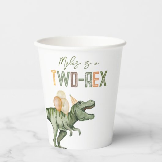 Twee-Rex verjaardagsfeestje bekers (Voorkant)