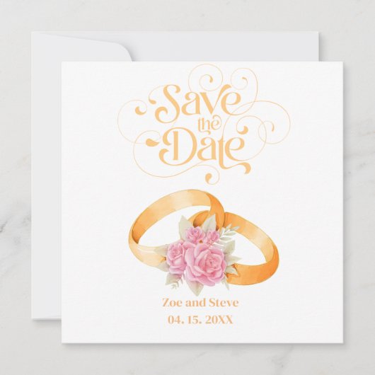 Twee Ringen Bewaar de Datum Bruiloft Uitnodiging (Voorkant)