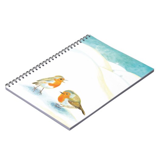 Twee Robin redborsts in Winter Notitieboek (Linkerzijde)