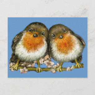 twee robins briefkaart
