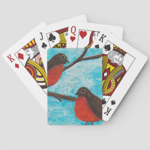 Twee Robins die Kaarten spelen
