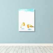 Twee Robins in Wintertime Canvas Afdruk (Insitu (Houten vloer))