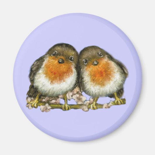 twee robins magneet (Voorkant)