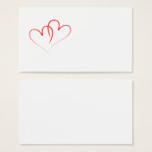 twee rode harten met elkaar verbonden visitekaartjes (Voorkant /achterkant)